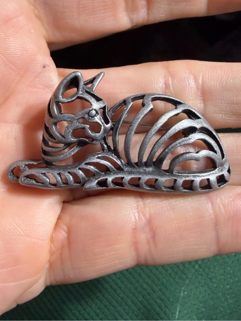 Vintage Danecraft Pewter Cat Brooch